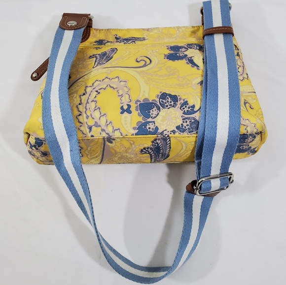 Tyler Rodan Crossbody Bag Yellow Blue Paisley Fab - Picture 4 of 8